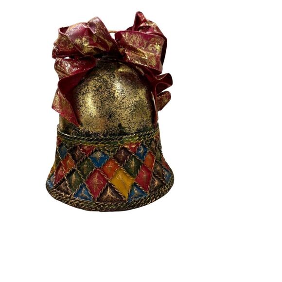 2 Vtg Department 56 Silk Road Hand Painted Paper Mache Bell Ornament Christmas - Picture 2 of 10